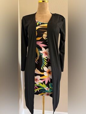 Black Longline Open Cardigan medium